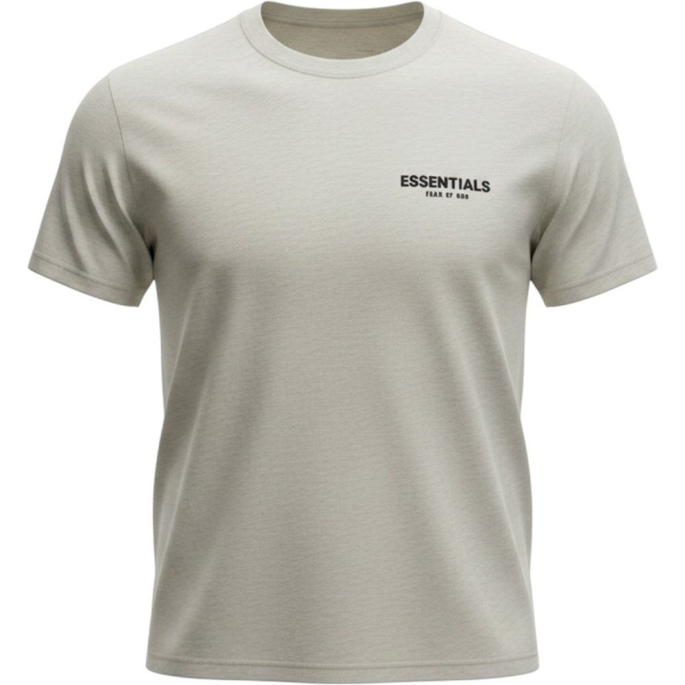 Fear of God Essentials T-Shirt Mens L Light Oatmeal New Back Logo Streetwear